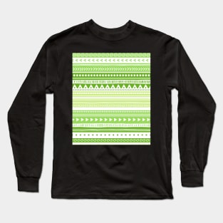 Lime green and white tribal pattern Long Sleeve T-Shirt